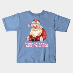 Retro Santa Claus Merry Christmas Happy New Year Kids T-Shirt